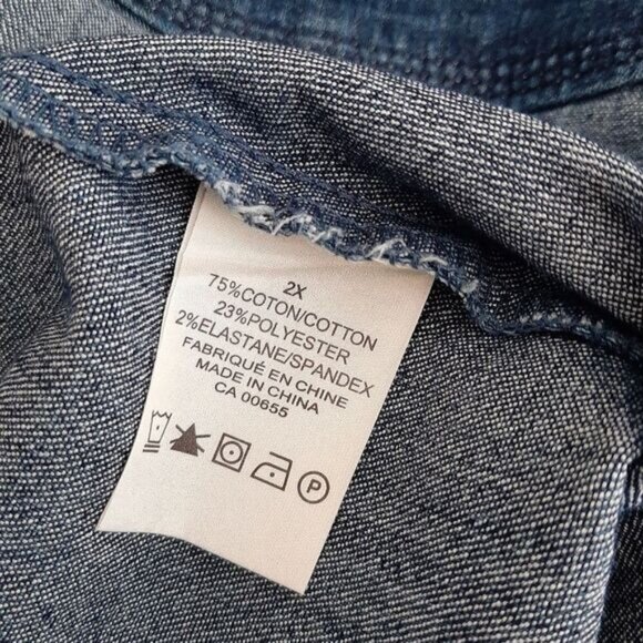 PENNINGTONS Jean Jacket Medium Blue Button Down Sz 2X - Picture 11 of 11